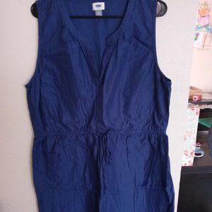 Navy blue dress with lace trim